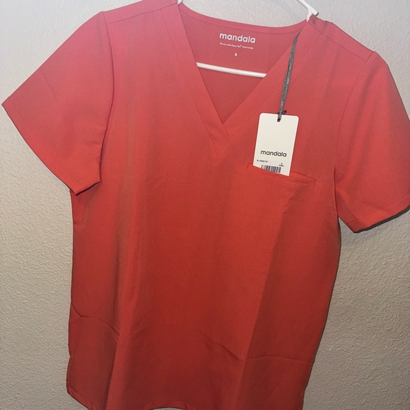Mandala Women's Vibrant Red V-Neck Tee - Picture 1 of 2